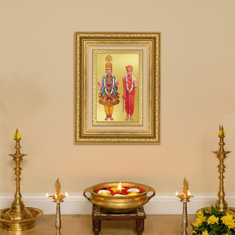 Diviniti 24K Gold Plated Swaminarayan (Classic) Divine Wall Frame for Home Mandir & Office Decor | Luxury Spiritual Gift