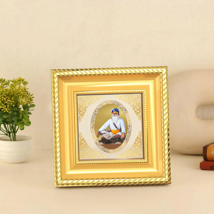 Baba Deep Singh Ji | Divine Sikh Warrior Saint Royal Tabletop Photo Frame in 24K Gold Plated Foil