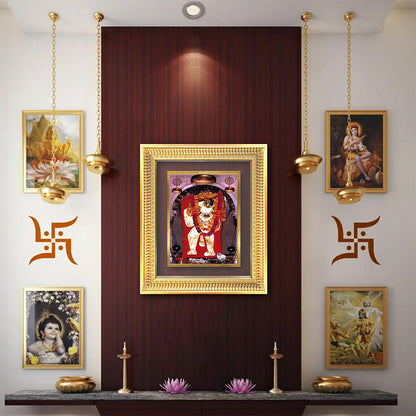 Diviniti 24K Gold Plated Mehndipur Balaji (Classic) Divine Wall Frame for Home Mandir & Office Decor | Luxury Spiritual Gift