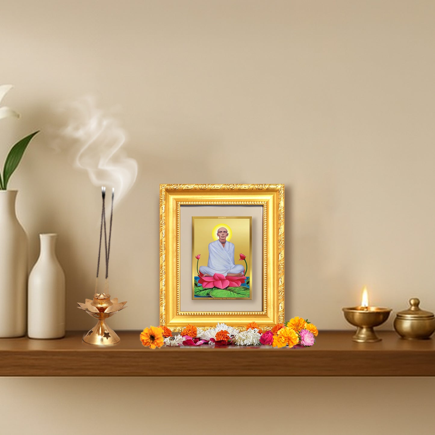 Diviniti 24K Gold Plated Ram Thakur |Divine Table Top Frame for Home Mandir & Office Decor | Luxury Spiritual Gift