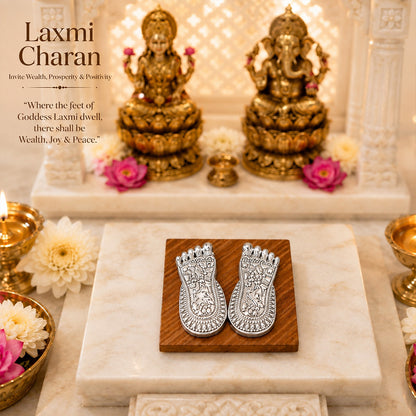 999 Silver-Plated Lakshmi Charan Paduka | Premium Gift Box | 7x3 CM
