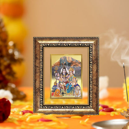 Diviniti 24K Gold Plated Shiv Parivar Divine Table Top Frame for Home Mandir & Office Decor | Luxury Spiritual Gift
