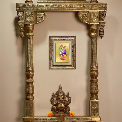 Diviniti 24K Gold Plated Dancing Ganesha (Classic) Divine Wall and Table Top Frame for Home Mandir & Office Decor | Luxury Spiritual Gift