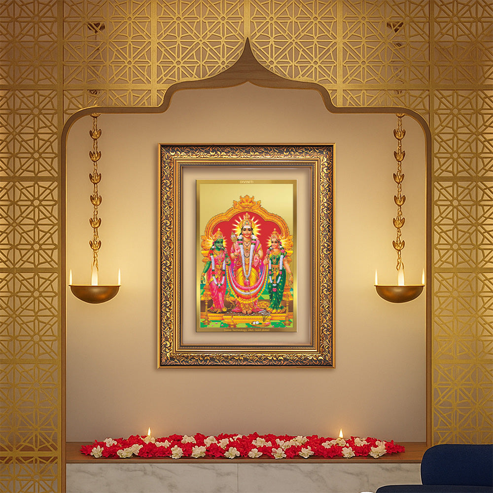 Diviniti 24K Gold Plated Murugan Velli (Classic) Divine Wall Frame for Home Mandir & Office Decor | Luxury Spiritual Gift