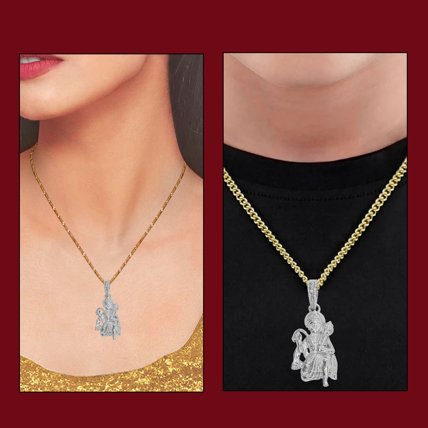 DIVINITI 925 Pure Silver Hanuman Pendant for Men, Women & Kids Divine God Pendant for Birthday, Anniversary, Special Occasion Gift (2.2x1.2 cm, 7g)