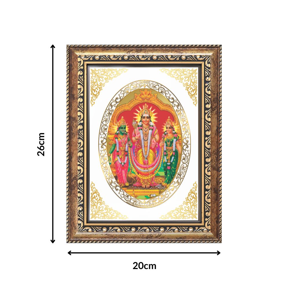 Lord Murugan Velli | Divine Silver Form Wall & Tabletop Royal Photo Frame in 24K Gold Plated Foil