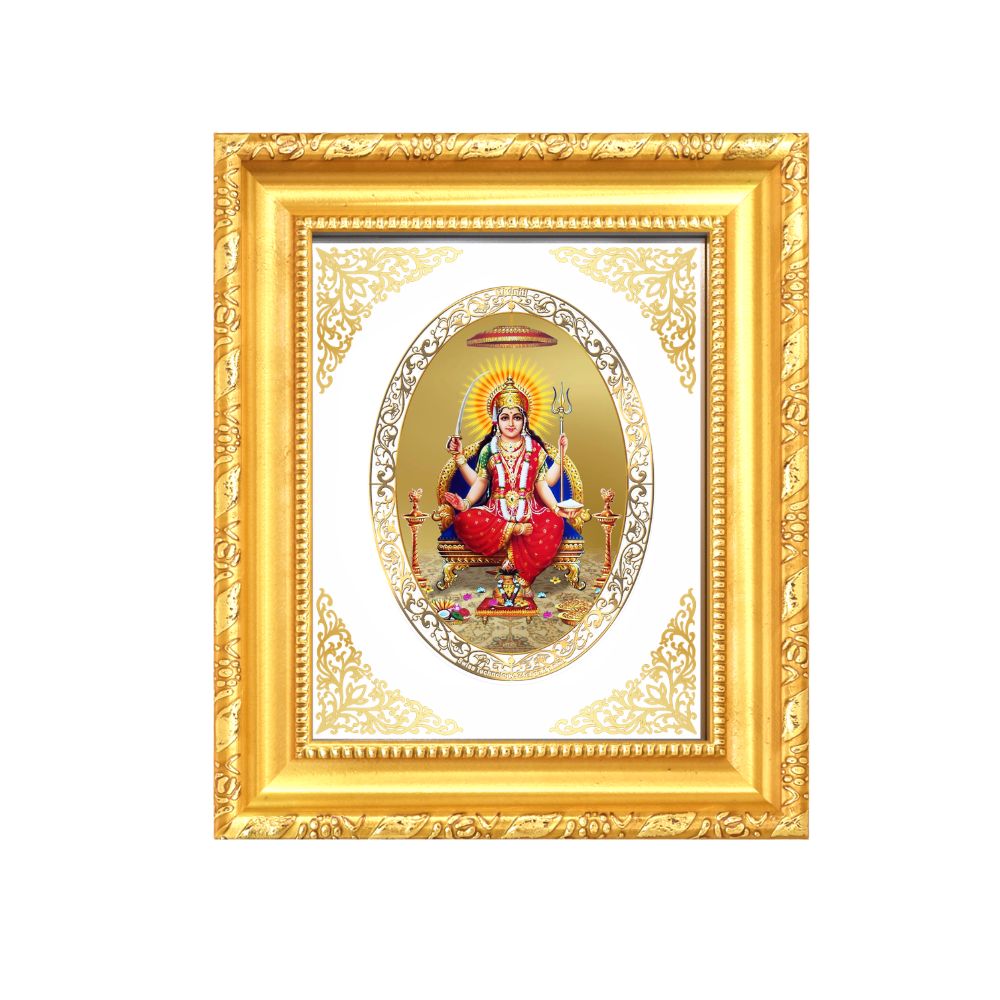 Santoshi Mata Divine Contentment & Blessings Sacred Royal Tabletop Frame in 24K Gold Plated Foil