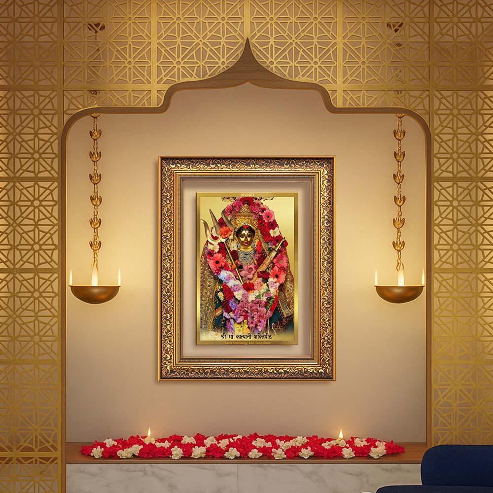 Diviniti 24K Gold Plated Katyayani Mata (Classic) Divine Wall Frame for Home Mandir & Office Decor | Luxury Spiritual Gift