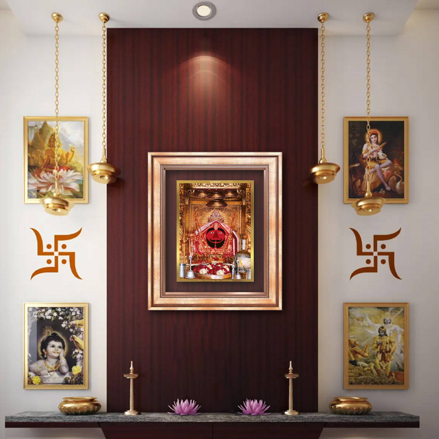 Diviniti 24K Gold Plated Salasar Balaji (Classic) Divine Wall Frame for Home Mandir & Office Decor | Luxury Spiritual Gift