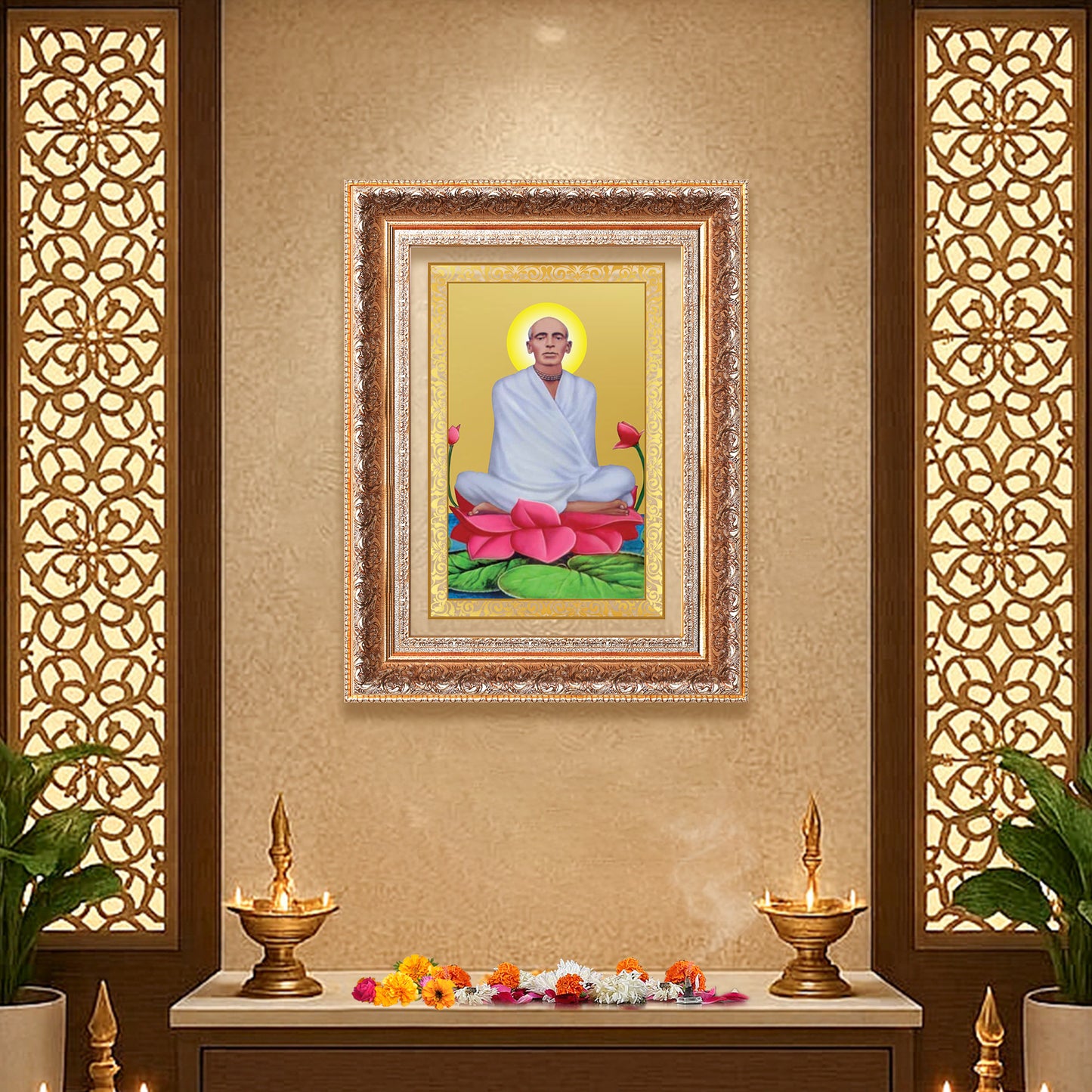Saint Ram Thakur | Divine Mystic and Spiritual Master Wall Photo Frame in 24K Gold Plated Foil