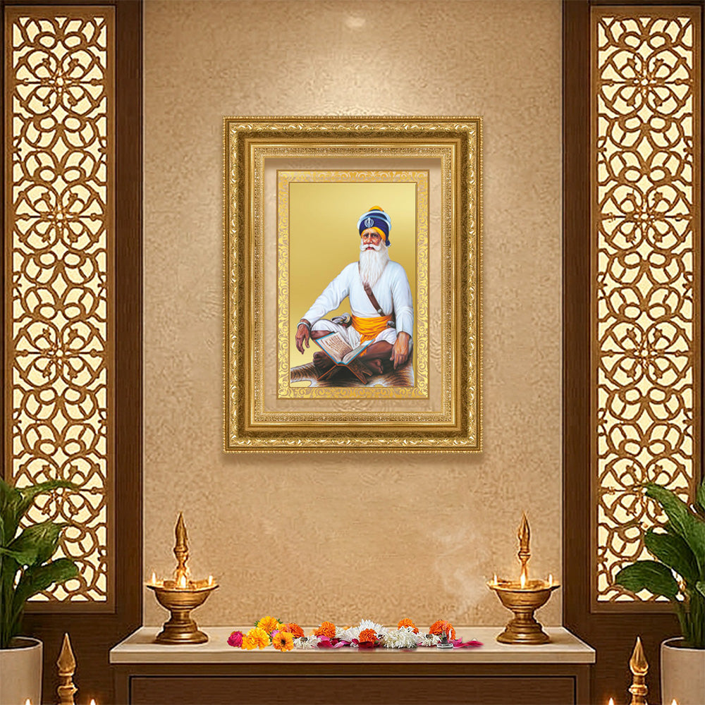 Diviniti 24K Gold Plated Baba Deep Singh Sacred Sikh Wall Frame for Home Decor & Office Ambiance | Premium Spiritual Gift