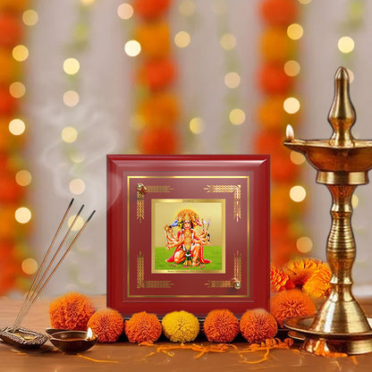 Panchmukhi Hanuman | Five-Faced Hanuman 24K Gold Plated Divine Photo Frame for Home Décor, Tabletop & Office | Blessings of Protection, Strength & Courage (MDF1A)