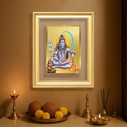 Diviniti 24K Gold Plated Shiva (Classic) Divine Wall Frame for Home Mandir & Office Decor | Luxury Spiritual Gift