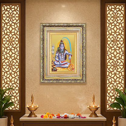 Diviniti 24K Gold Plated Shiva (Classic) Divine Wall Frame for Home Mandir & Office Decor | Luxury Spiritual Gift