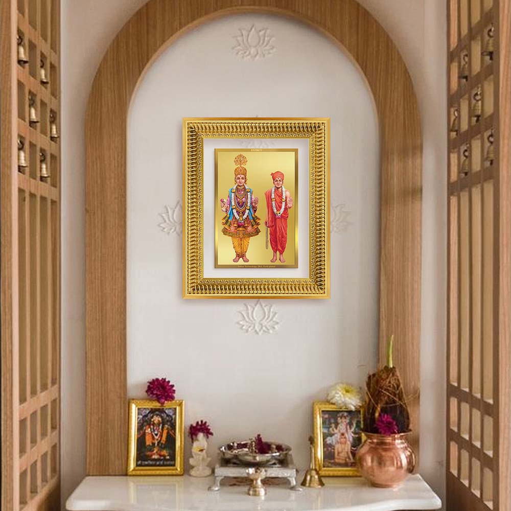 Diviniti 24K Gold Plated Swaminarayan (Classic) Divine Wall Frame for Home Mandir & Office Decor | Luxury Spiritual Gift