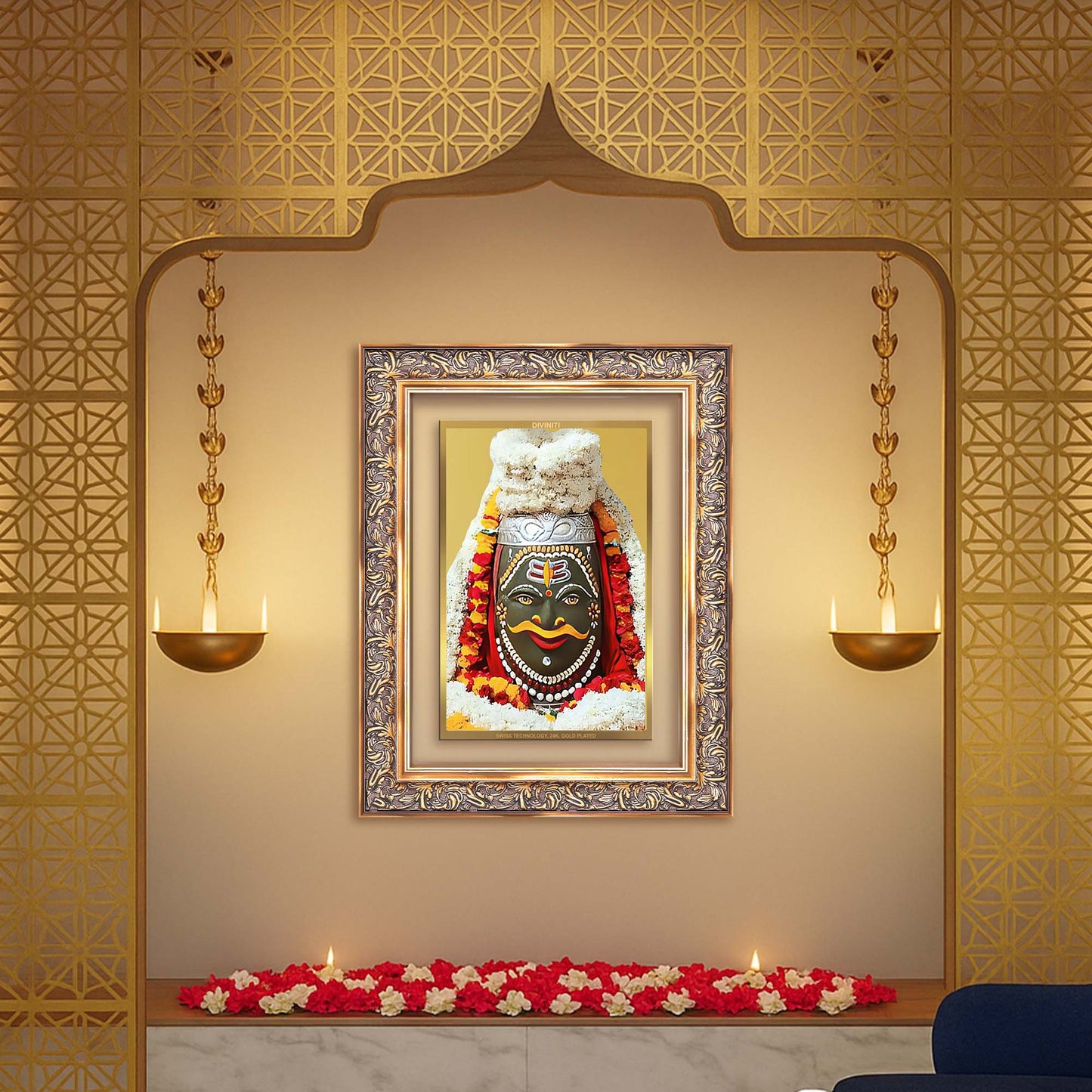 Diviniti 24K Gold Plated Mahakaleshwar (Classic) Divine Wall Frame for Home Mandir & Office Decor | Luxury Spiritual Gift