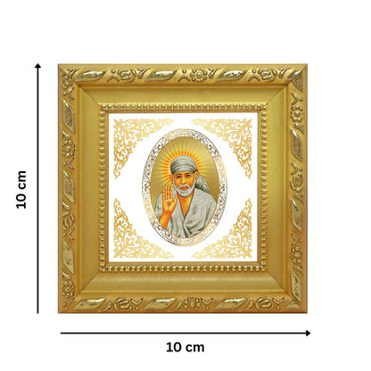 Sai Baba Blessings | Divine Spiritual Guru Royal Tabletop Photo Frame in 24K Gold Plated Foil