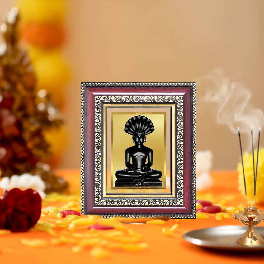 Diviniti 24K Gold Plated Parshvanath (Classic) Divine Table Top Frame for Home Mandir & Office Decor | Luxury Spiritual Gift