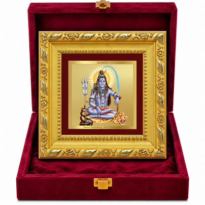 24K Gold-Plated Lord Shiva Frame | Premium Gift Box | 10x10 CM