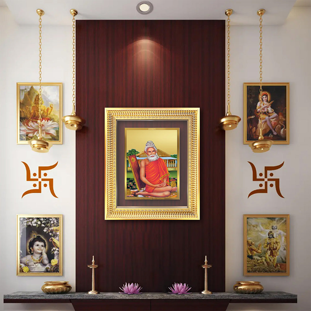 Diviniti 24K Gold Plated Baba Lokenath (Classic) Divine Wall Frame for Home Mandir & Office Decor | Luxury Spiritual Gift