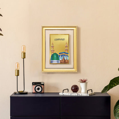 Diviniti 24K Gold Plated Mecca Madina (Classic) Divine Wall Frame for Home Mandir & Office Decor | Luxury Spiritual Gift