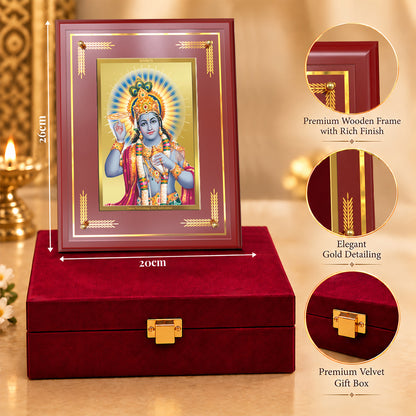 24K Gold-Plated Vishnu MDF Frame | Premium Gift Box | 26x20 CM