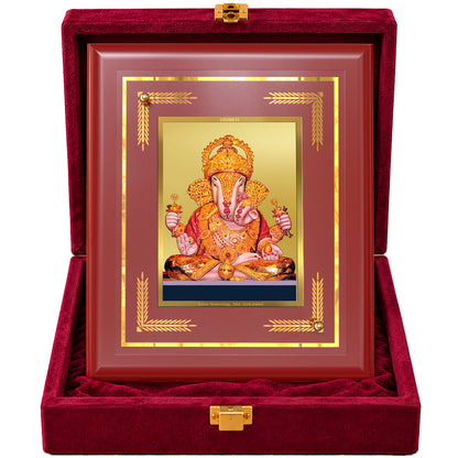 24K Gold-Plated Dagadu Ganesha MDF Frame | Premium Gift Box | 13.5x16 CM