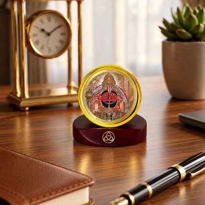 24K Gold-Plated Salasar Balaji Car Dashboard Frame | 5x5 CM