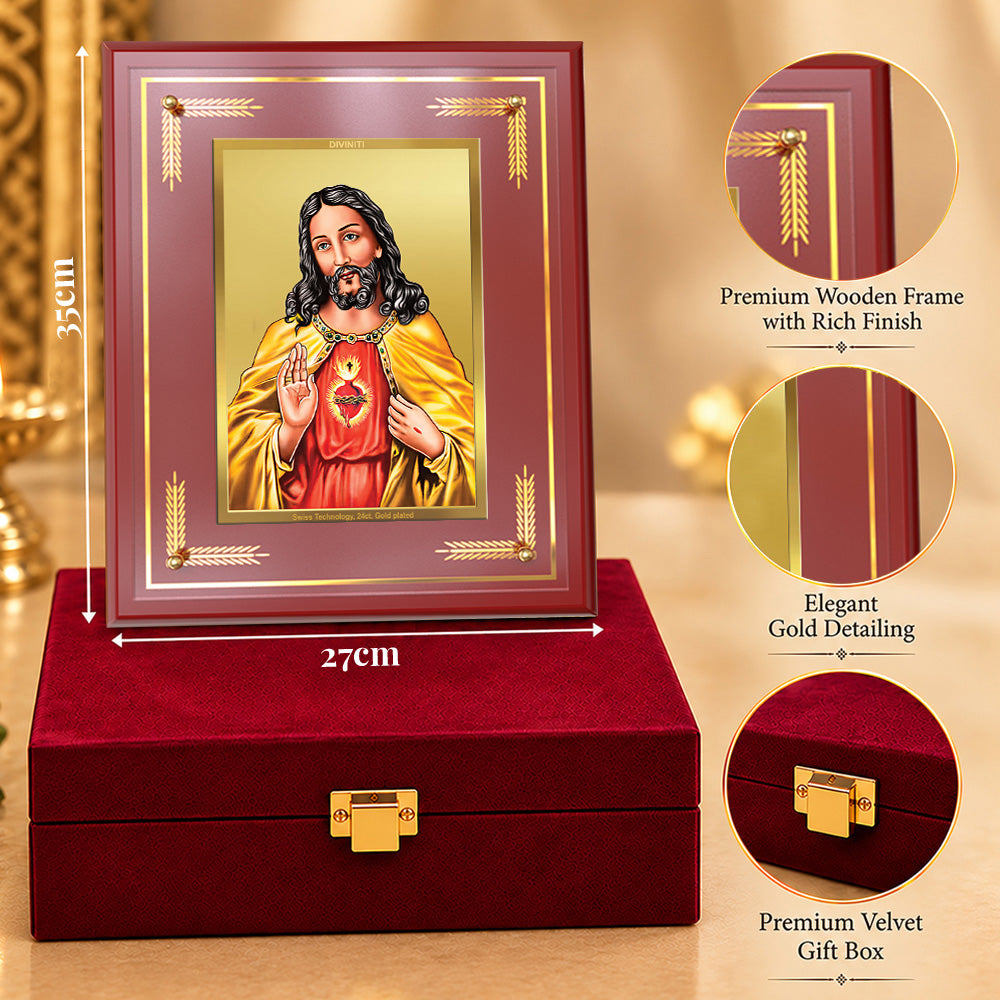 24K Gold-Plated Jesus Christ MDF Frame | Premium Gift Box | 27x35 CM