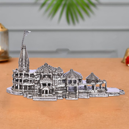925 Pure Silver Ram Mandir Idol Statue Exquisite Spiritual Artistry Craftsmanship Devotion for Home Office Décor, Tabletop, Puja Room Gift (4x8 CM, 141g)