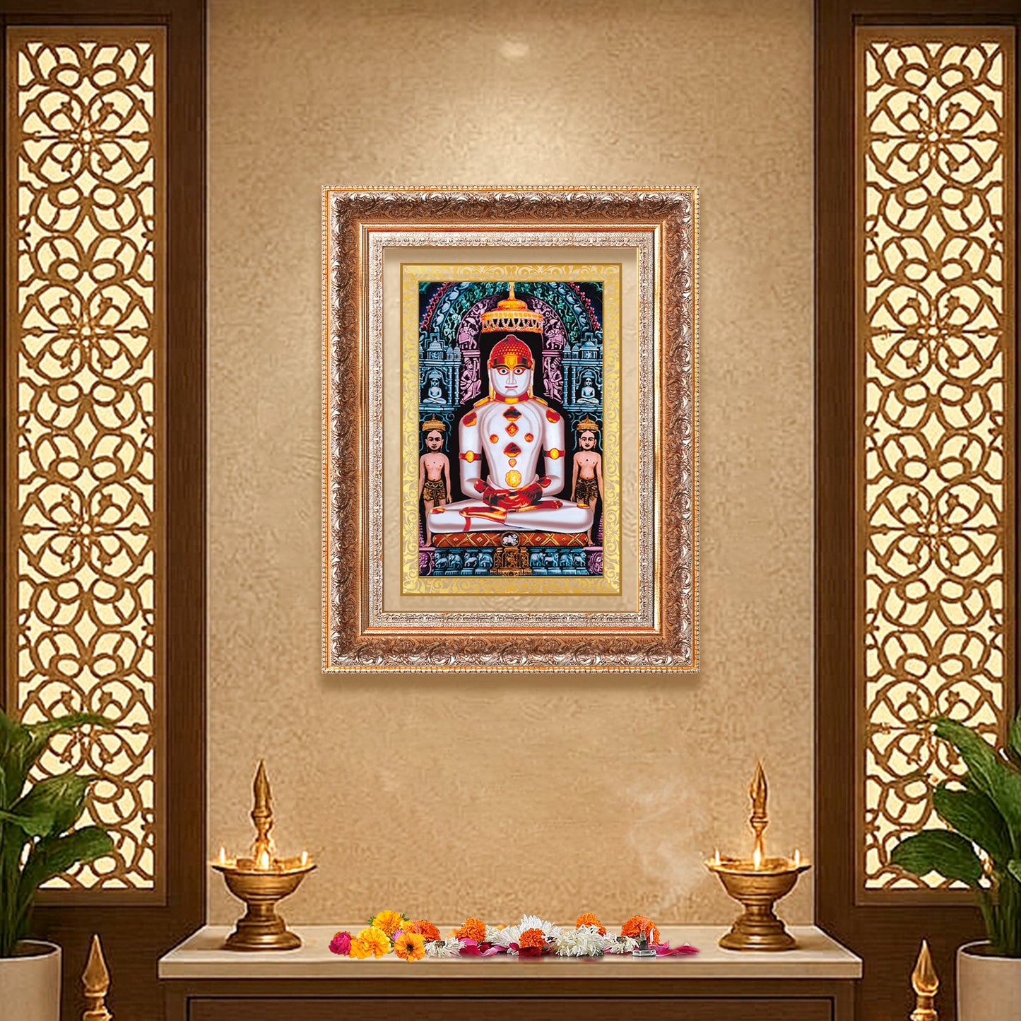 Adinath | Adishwara Tirthankara Rishabhanatha for Wall Mount Photo Frame in 24K Gold Plated Foil