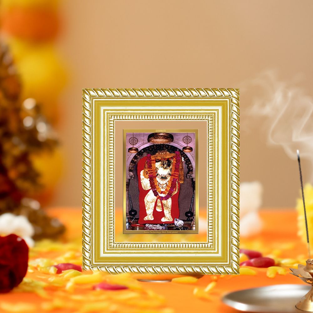 Diviniti 24K Gold Plated Mehndipur Balaji Divine Table Top Frame for Home Mandir & Office Decor | Luxury Spiritual Gift