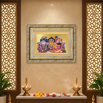 Diviniti 24K Gold Plated Jagannath Subhadra Balabhadra (Classic) Divine Wall Frame for Home Mandir & Office Decor | Luxury Spiritual Gift