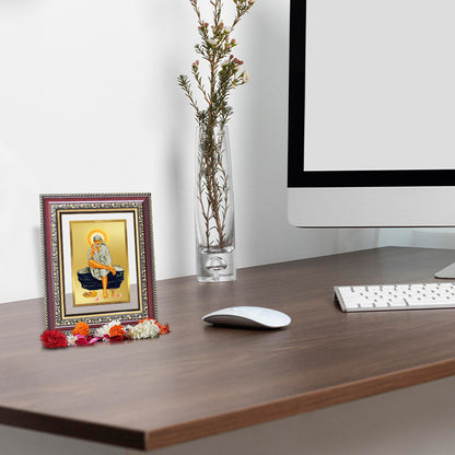 Diviniti 24K Gold Plated Sai Baba (Classic) Divine Wall and Table Top Frame for Home Mandir & Office Decor | Luxury Spiritual Gift