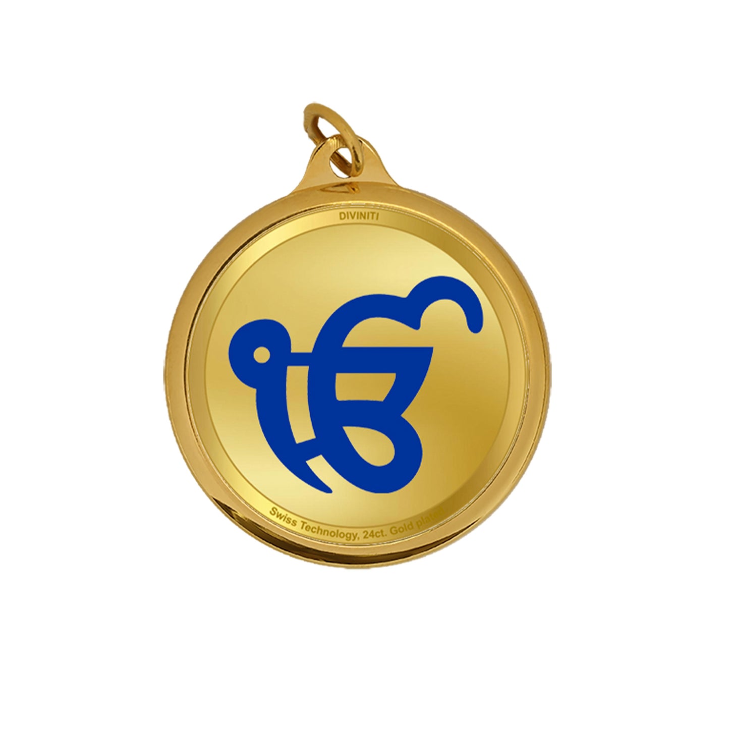 Diviniti 24K Gold Plated Guru Nanak Dev Ji & Ik Onkar 18MM Double Sided Pendant For Men, Women & Kids