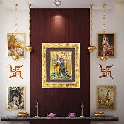 Diviniti 24K Gold Plated Radha Krishna (Classic) Divine Wall Frame for Home Mandir & Office Decor | Luxury Spiritual Gift