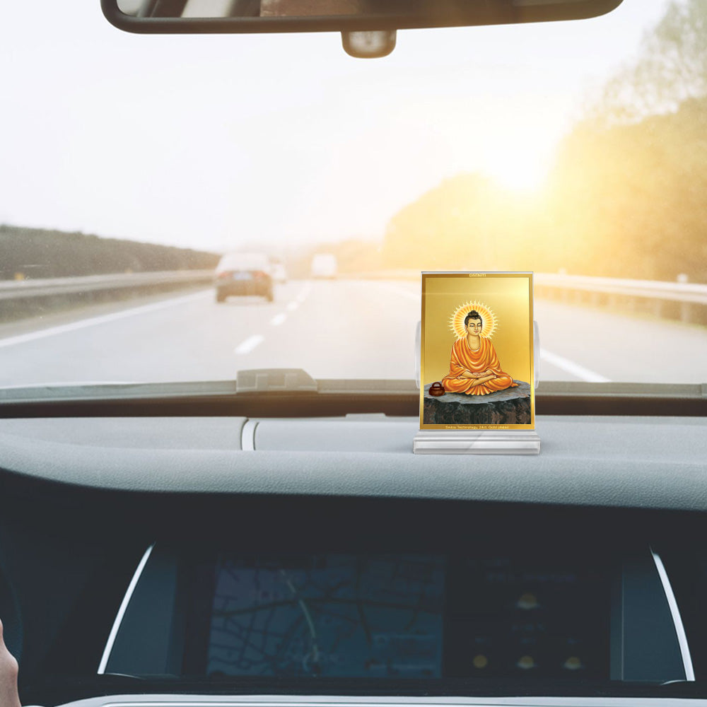 Buddha | Divine Meditation Car Dashboard & Tabletop Photo Frame in 24K Gold Plated Foil
