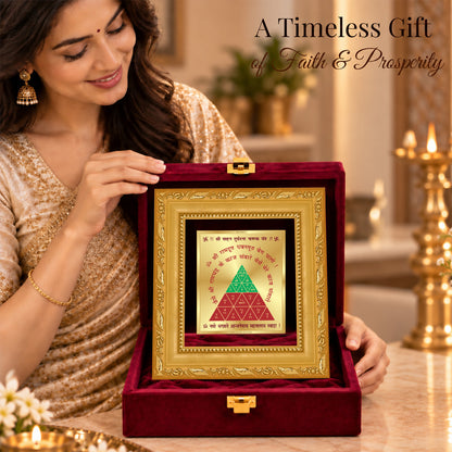 24K Gold-Plated Vahan Durghatna Yantra Frame | Premium Gift Box | 12x11 CM