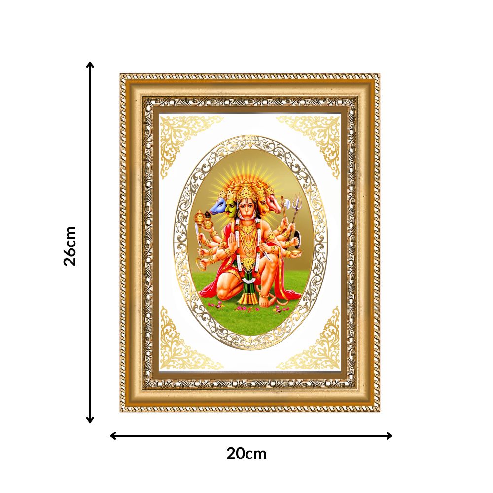 Panchmukhi Hanuman | Divine Protection Wall & Tabletop Royal Photo Frame in 24K Gold Plated Foil