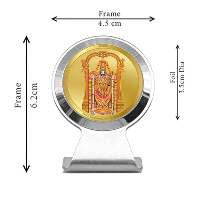 Diviniti 24K Gold Plated Tirupati Balaji Frame for Car Dashboard, Home Decor, Worship, Tabletop & Festival Gift MCF1CR (6.2x4.5 CM)