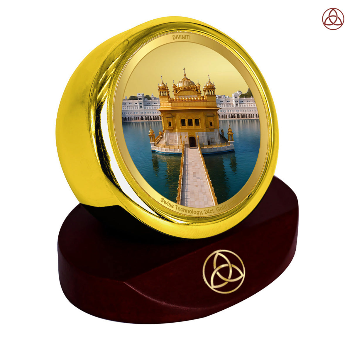 Sachkhand Shri Darbar Sahib -Golden Temple | Sacred Sikh Shrine Car Dashboard Frame in 24K Gold Plated Foil