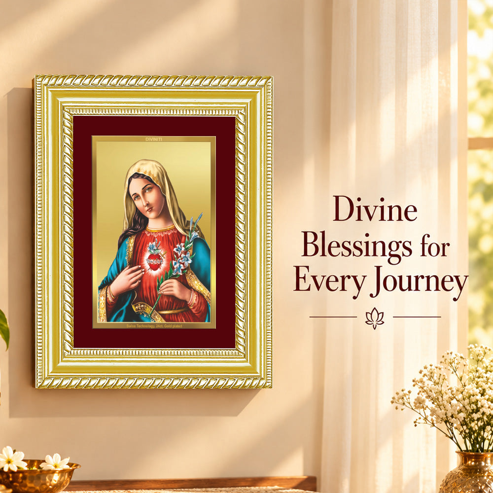24K Gold-Plated Mother Mary Frame | Premium Gift Box | 17.5x21.5 CM