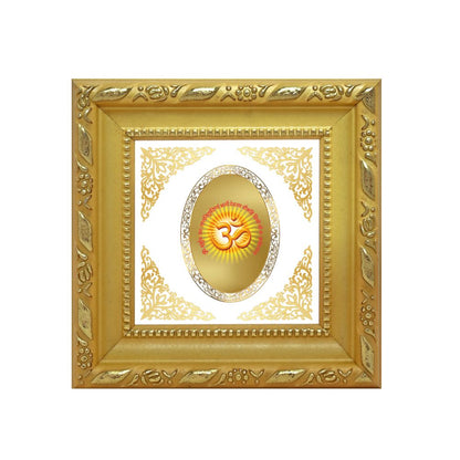 Om with Gayatri Mantra | Sacred Spiritual Symbol Royal Tabletop Photo Frame in 24K Gold Plated Foil