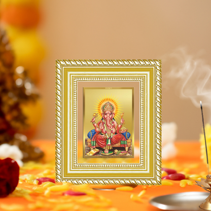 Diviniti 24K Gold Plated Ganesha Divine Table Top Frame for Home Mandir & Office Decor | Luxury Spiritual Gift