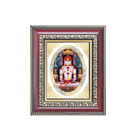 Lord Adinath (Rishabhdev) Divine Jain Tirthankara Sacred Spiritual Royal Tabletop Frame in 24K Gold Plated Foil