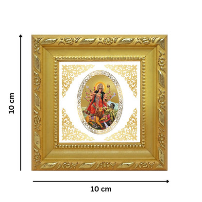 Durga Mahishasura Mardini | Divine Warrior Goddess Royal Tabletop Photo Frame in 24K Gold Plated Foil