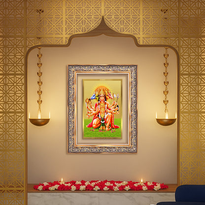 Panchmukhi Hanuman | Five-Faced Hanuman Wall Mount Photo Frame in 24K Gold Plated Foil