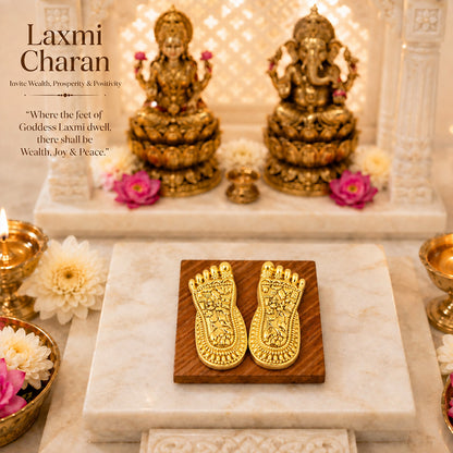 24K Gold-Plated Lakshmi Charan Paduka | Premium Gift Box | 7x3 CM