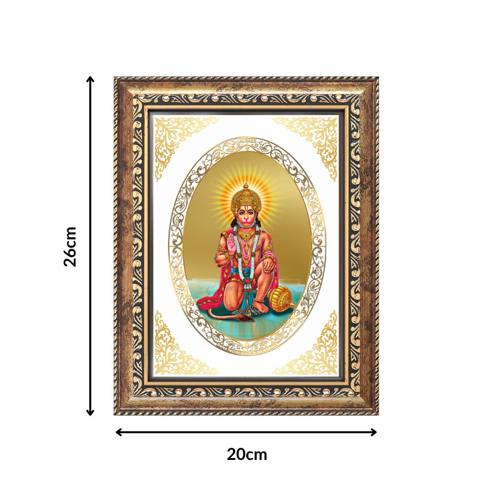 Lord Hanuman | Divine Wall & Tabletop Royal Photo Frame in 24K Gold Plated Foil