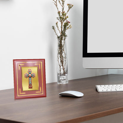 Diviniti 24K Gold Plated Holy Cross Blessing Tabletop Photo Frame | Faith, Hope & Divine Grace